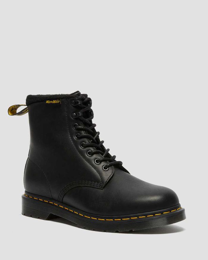 Dr Martens Womens 1460 Pascal Warmwair Leather Lace Up Ankle Boots Black - 89635OYJN